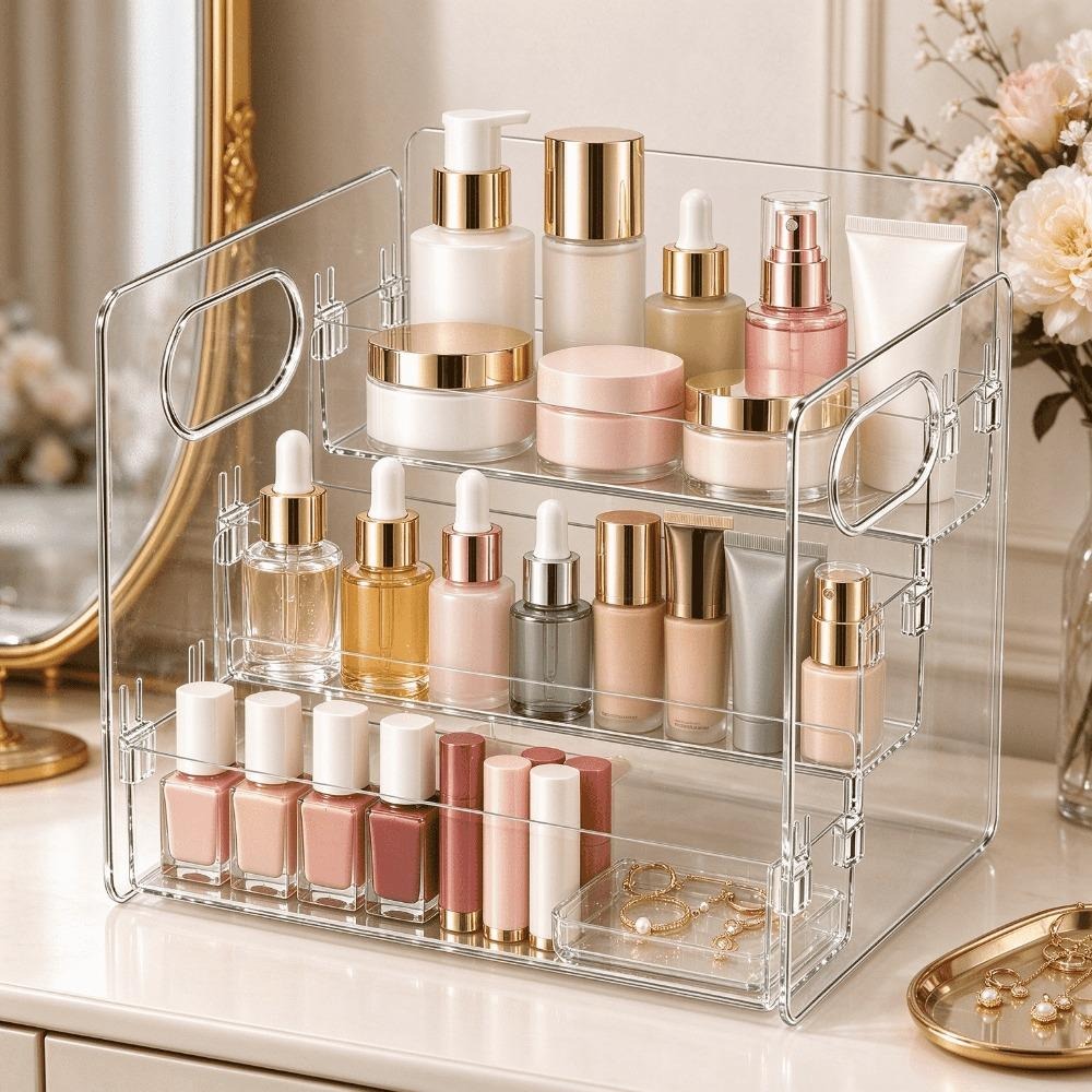 3 Tier Clear Acrylic Makeup Or - огляд і ціна Home Essentials Bathroom Storage